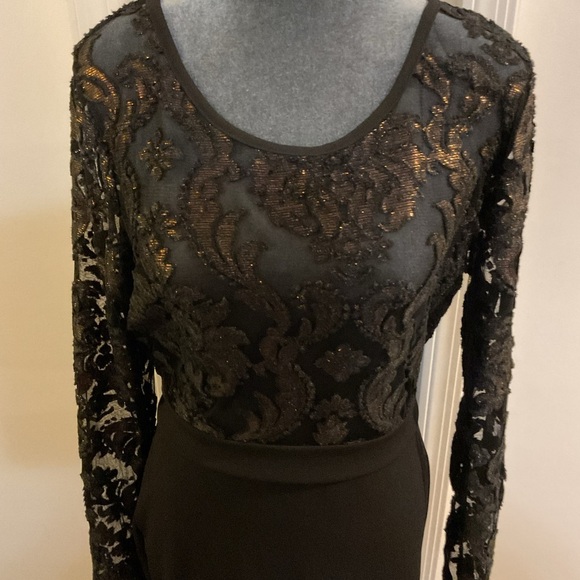 🧡 Black Lace See Thru Top Bodycon Dress - Picture 6 of 8